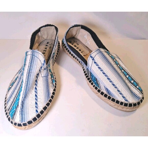 Manebi x LoveShackFancy Blue White Striped Espadrilles Shoes Women's Size EU 36 - Picture 1 of 9